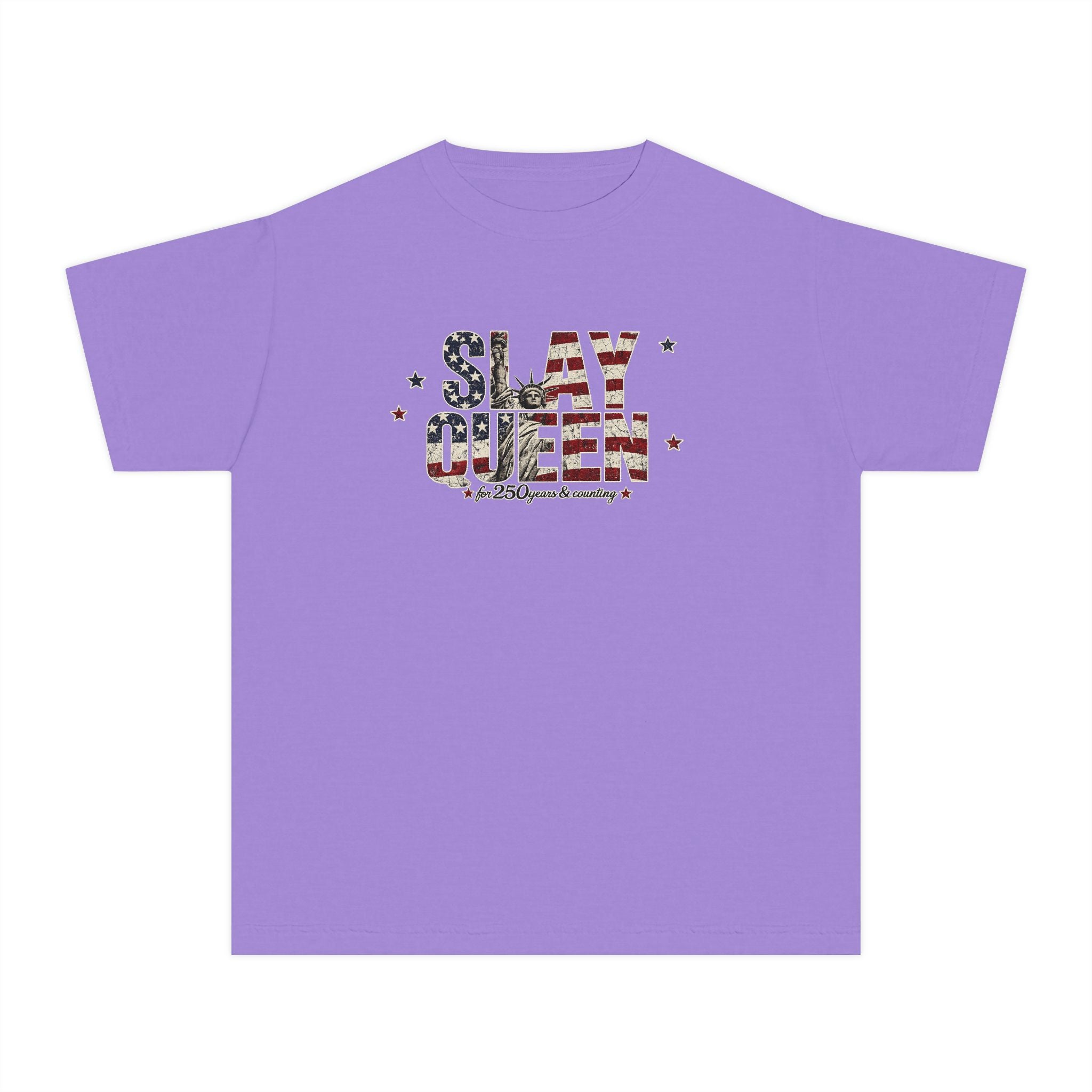 Youth "Slay Queen" Floral Flag T-Shirt