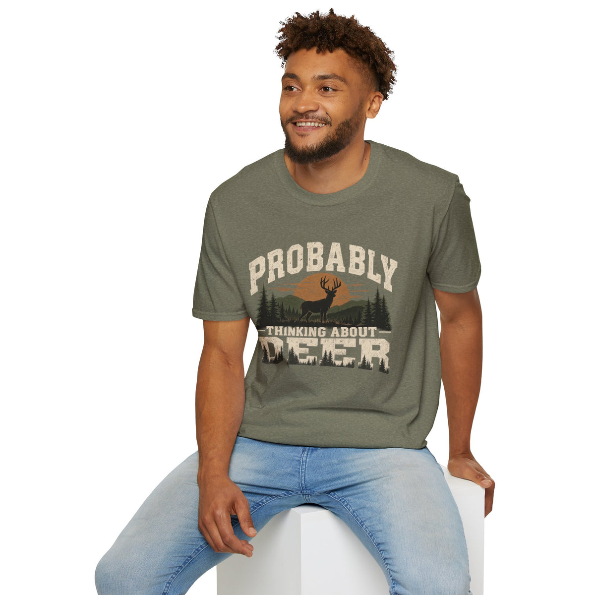 Probably Thinking About Deer – Vintage Hunting Graphic Tee