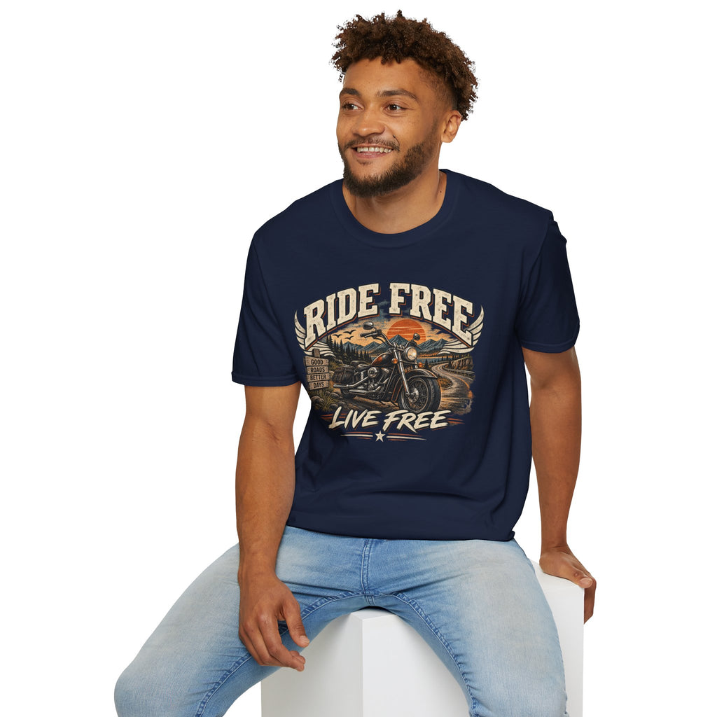 Ride Free, Live Free – Vintage Motorcycle Graphic Tee