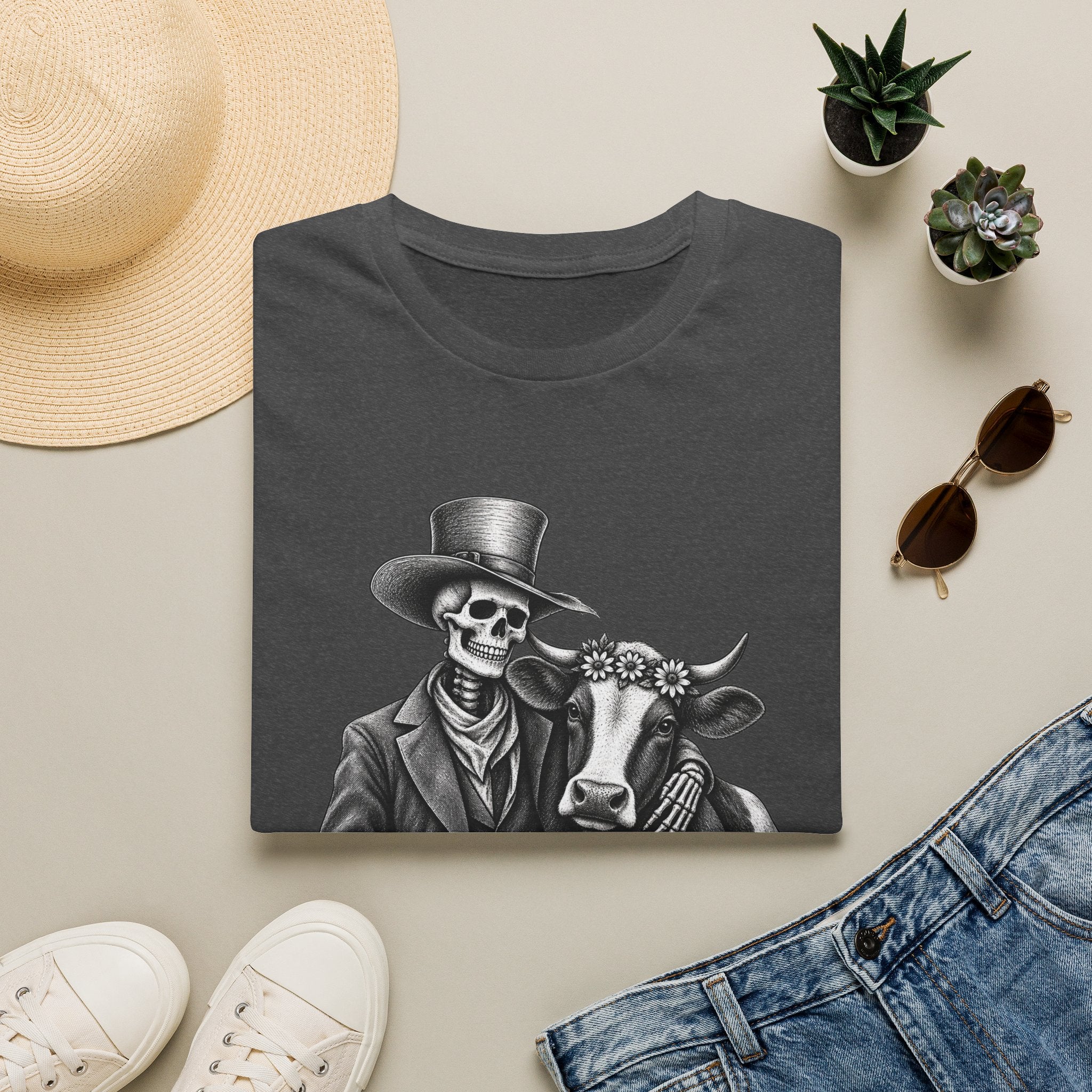 Til Death Do Us Farm – Skeleton & Cow Funny Farm Tee 💀🐄