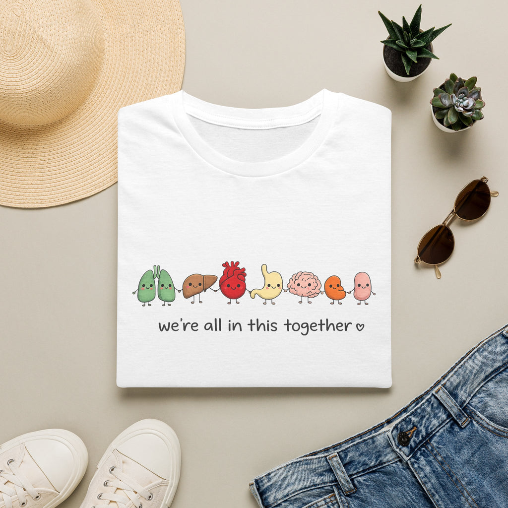 We're All in This Together Cute Organ Organs T-Shirt HEATHER COLORS