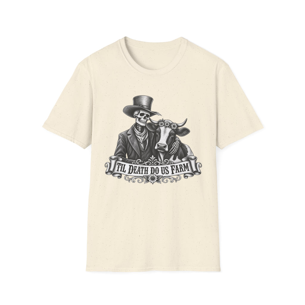 Til Death Do Us Farm – Skeleton & Cow Funny Farm Tee 💀🐄