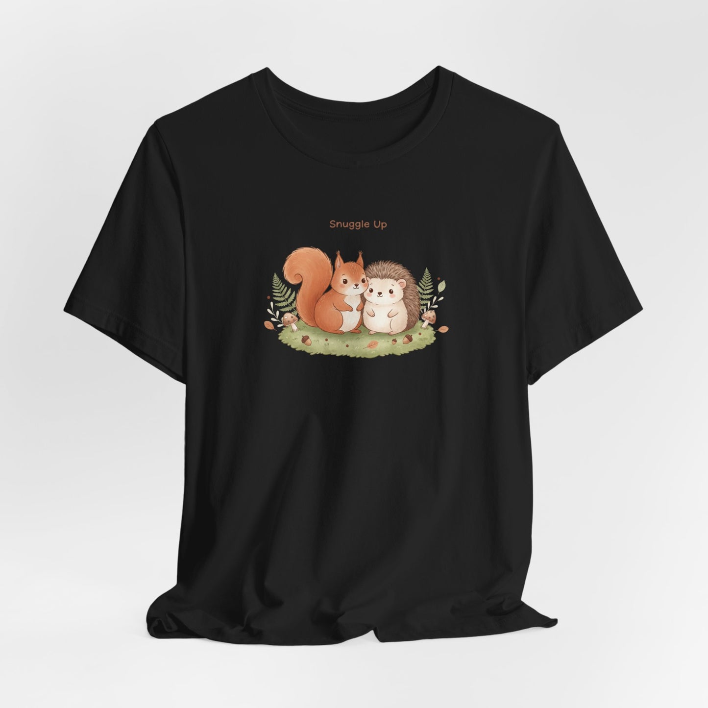 Cute Squirrel & Hedgehog Illustration Tee | cute animal illustration, winter forest art