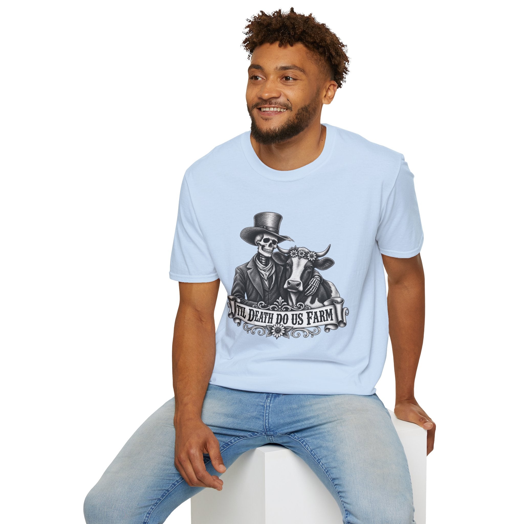 Til Death Do Us Farm – Skeleton & Cow Funny Farm Tee 💀🐄