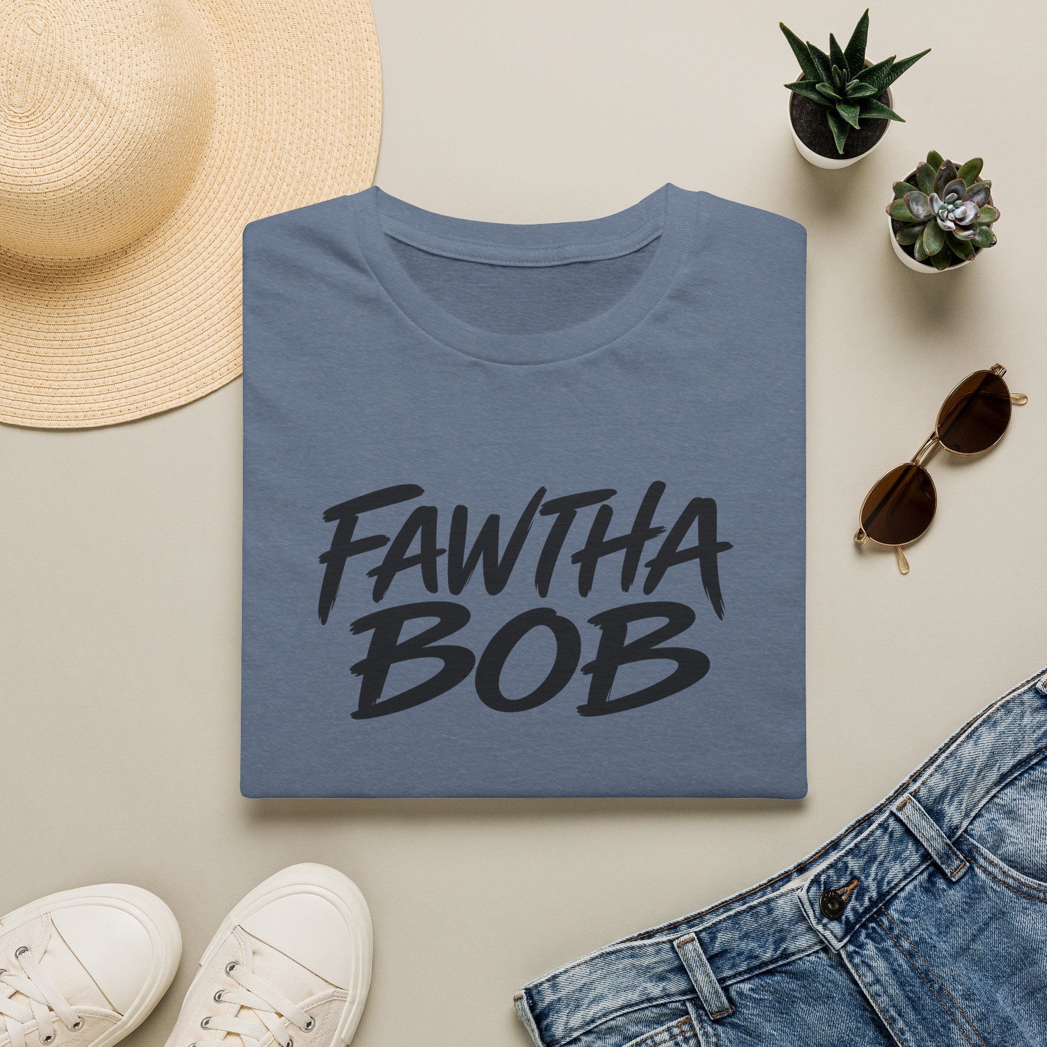 Fawtha Bob Graphic T‑Shirt — Bold Script Casual Tee