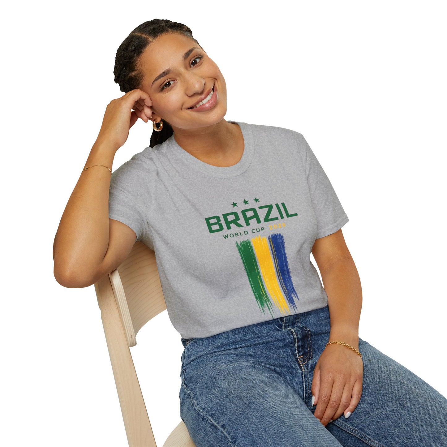 Brazil World Cup T-Shirt — Brush Stroke Flag Soccer Tee