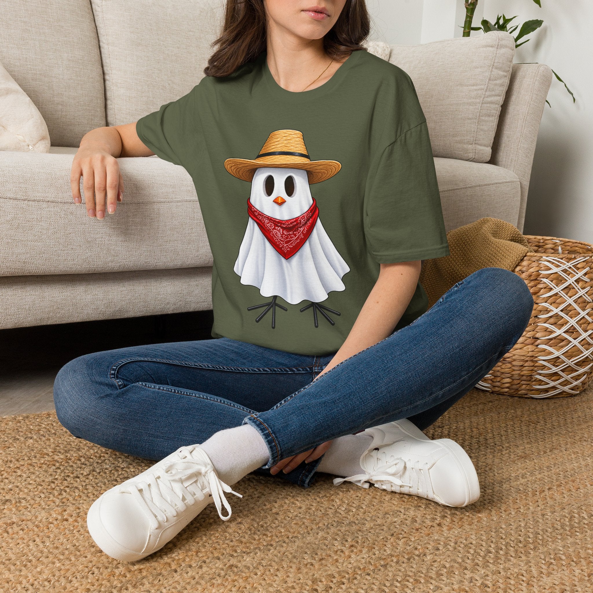 Ghost Chicken Cowboy Halloween Tee 👻🐔