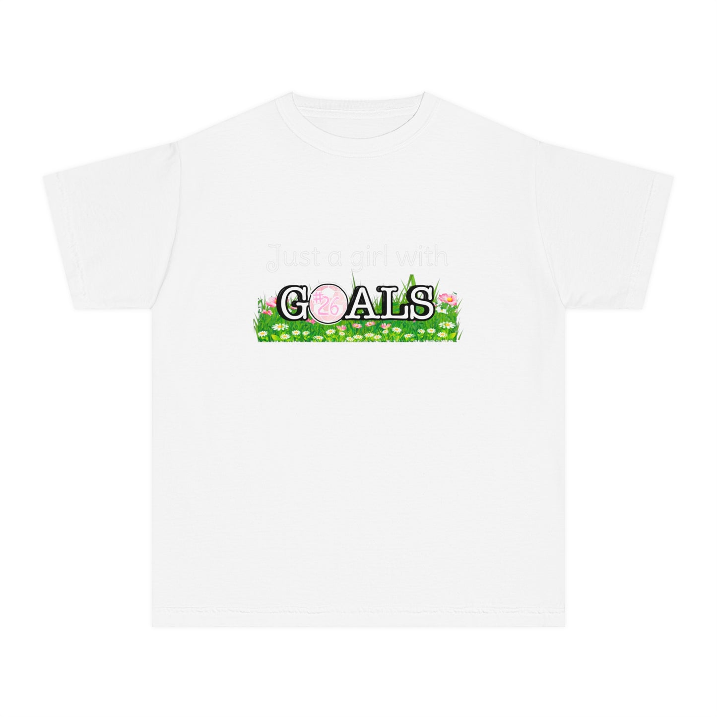 Just a Girl with Goals Youth T-Shirt - Soccer-Themed Tee for Young Athletes