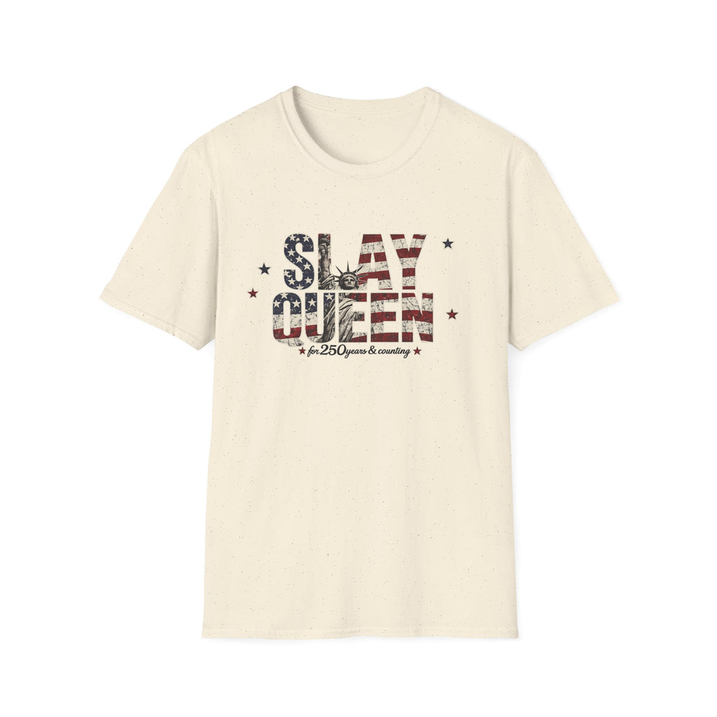 Slay Queen T‑Shirt — American Flag Statue of Liberty Patriotic Graphic Tee