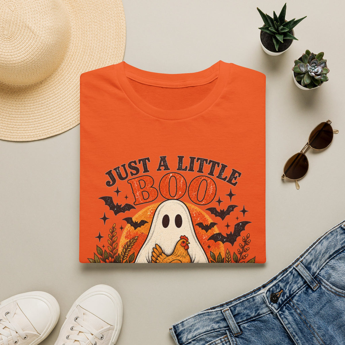 Just a Little Boo, Just a Little Cluck Halloween Chicken Tee