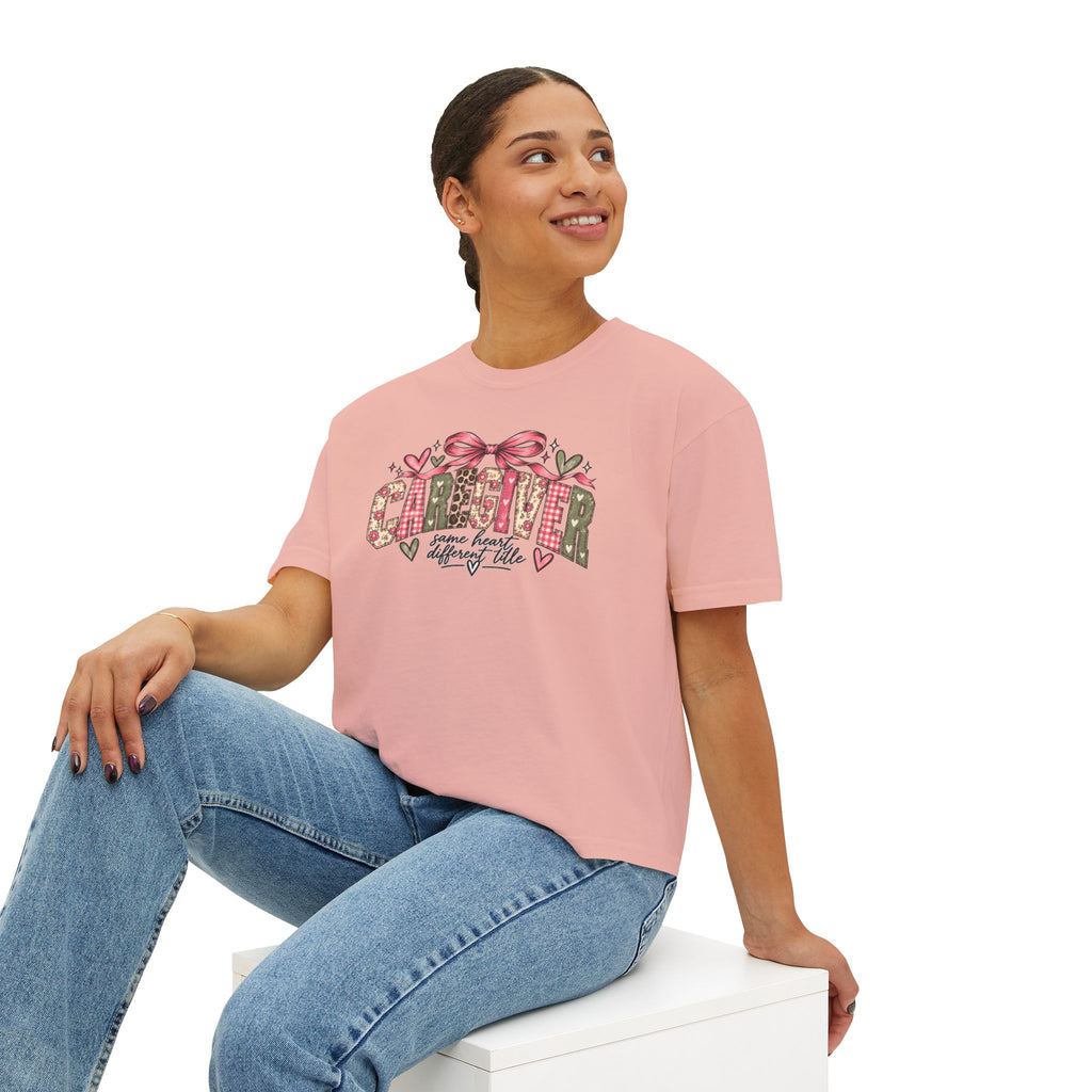 Caregiver — Same Heart, Different Title | Comfort Colors Boxy Tee