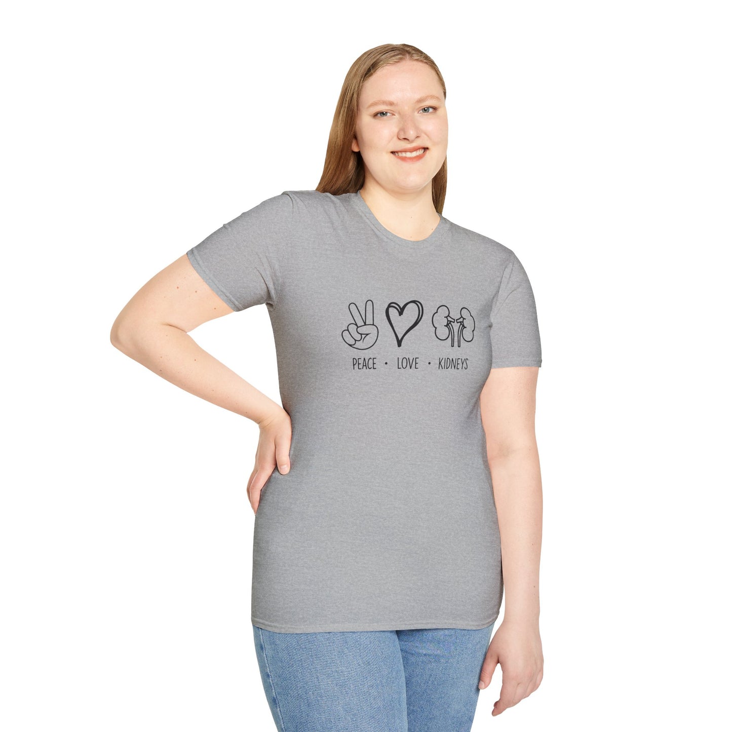 Peace Love Kidneys T-Shirt — Funny Kidney Transplant / Nephrology Gift