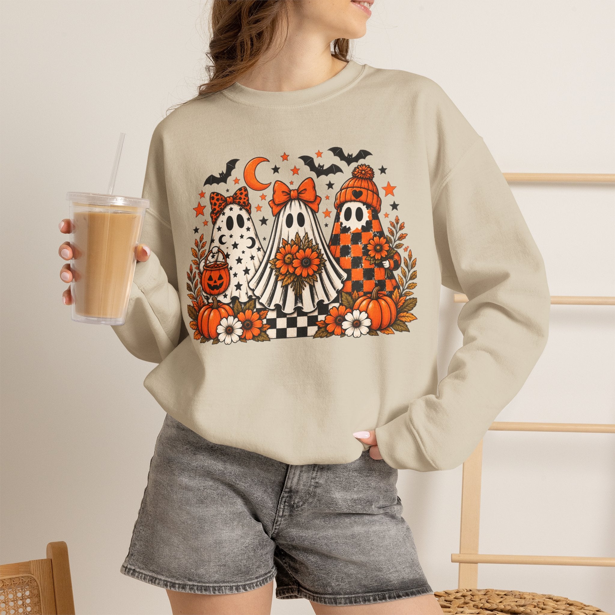 Cute Halloween Ghosts Crewneck Sweatshirt