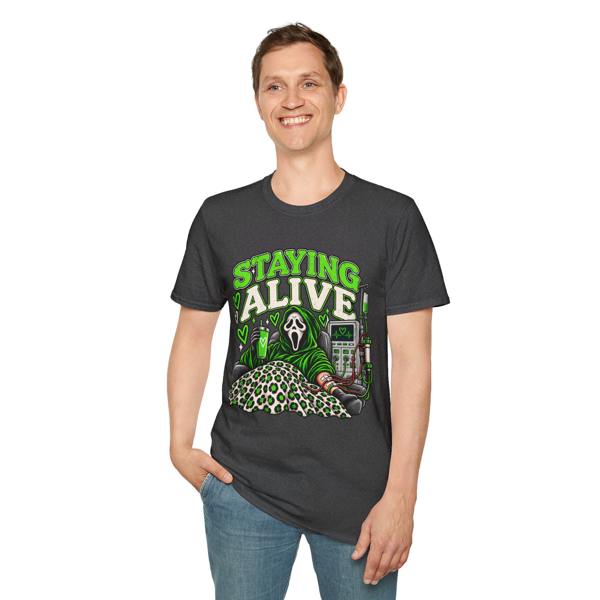 Staying Alive Dialysis Softstyle T-Shirt – Funny Kidney Awareness Tee