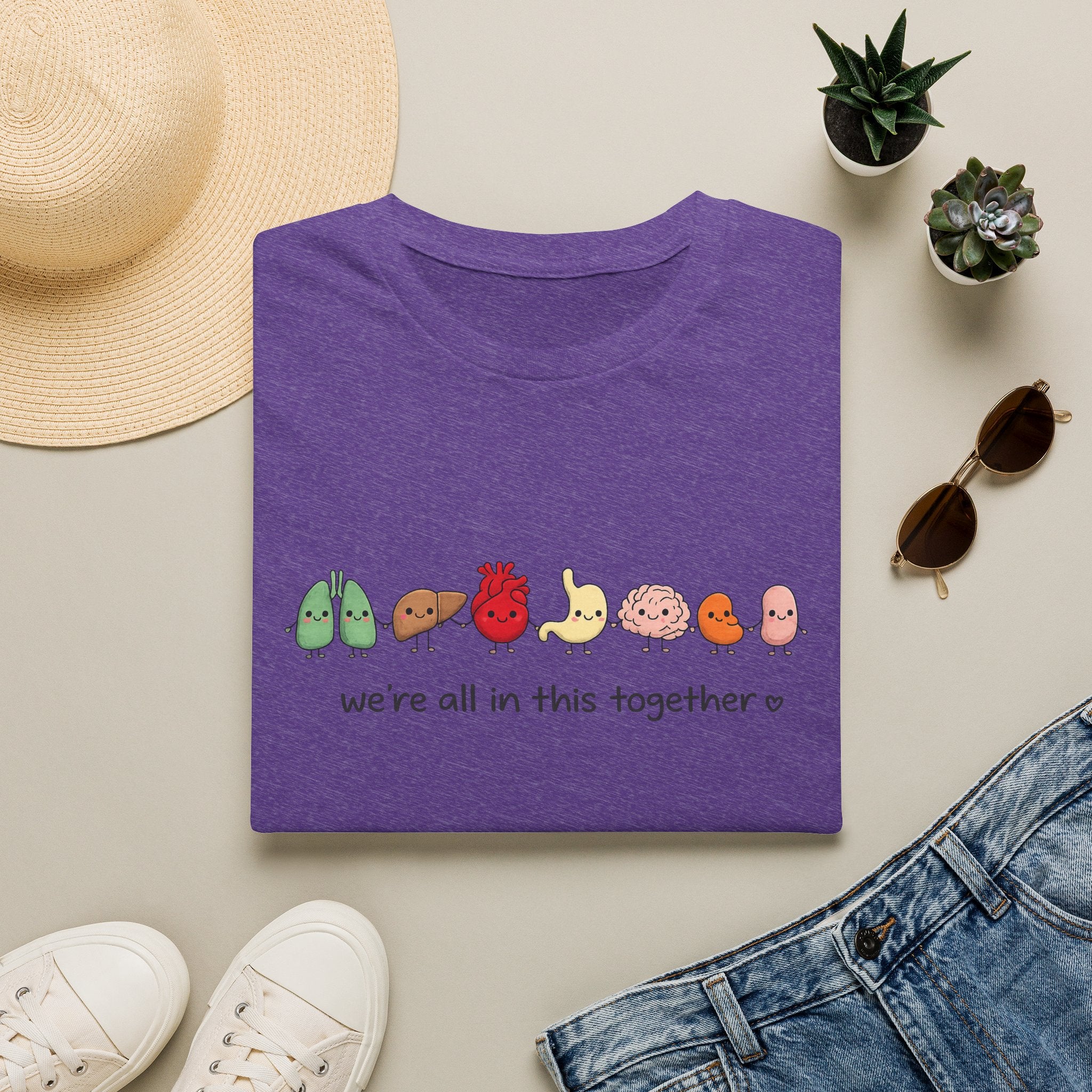 We're All in This Together Cute Organ Organs T-Shirt HEATHER COLORS