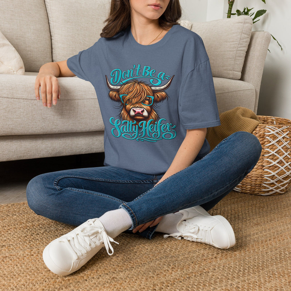 Don’t Be a Salty Heifer – Funny Highland Cow Graphic Tee
