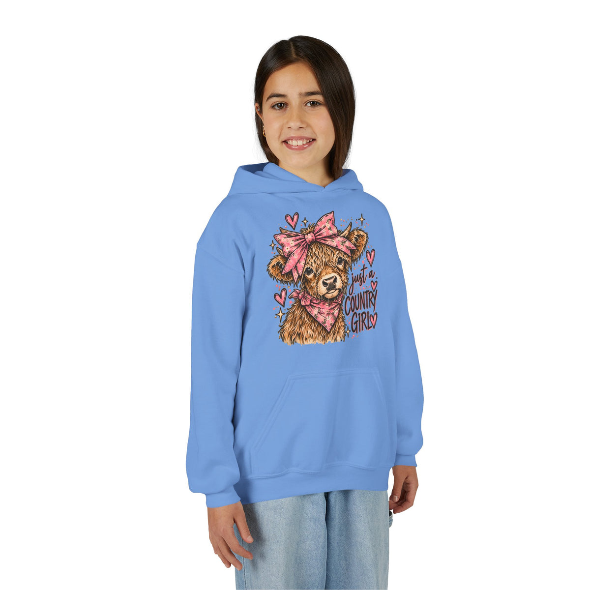 Just a Country Girly Highland Cow Youth Hoodie