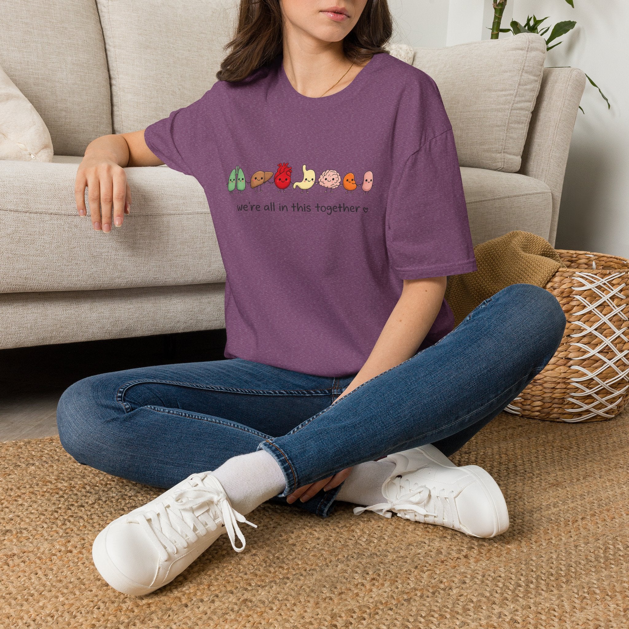 We're All in This Together Cute Organ Organs T-Shirt HEATHER COLORS