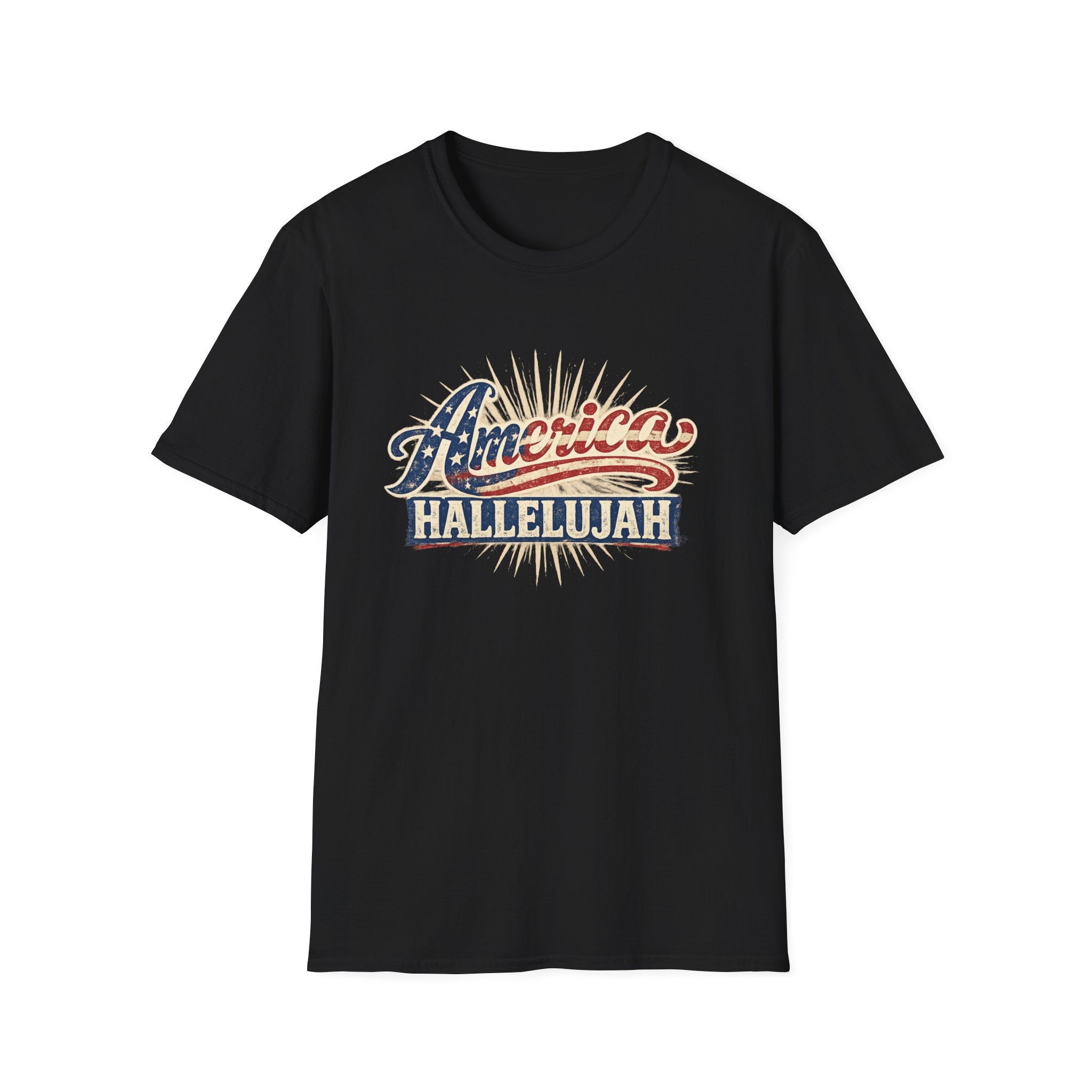 America Hallelujah T-Shirt — Patriotic USA Flag Retro Tee