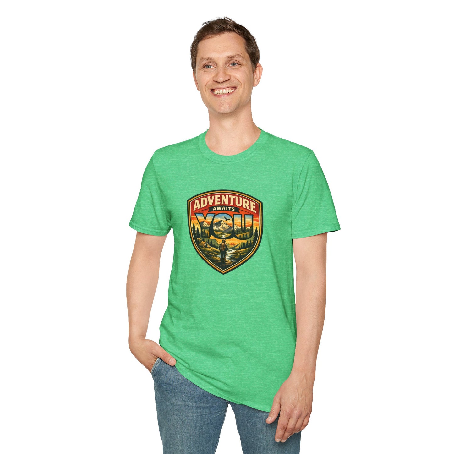 Adventure Awaits You Vintage Mountain Tee | Outdoor Graphic Shirt | Hiking Camping Nature Shirt