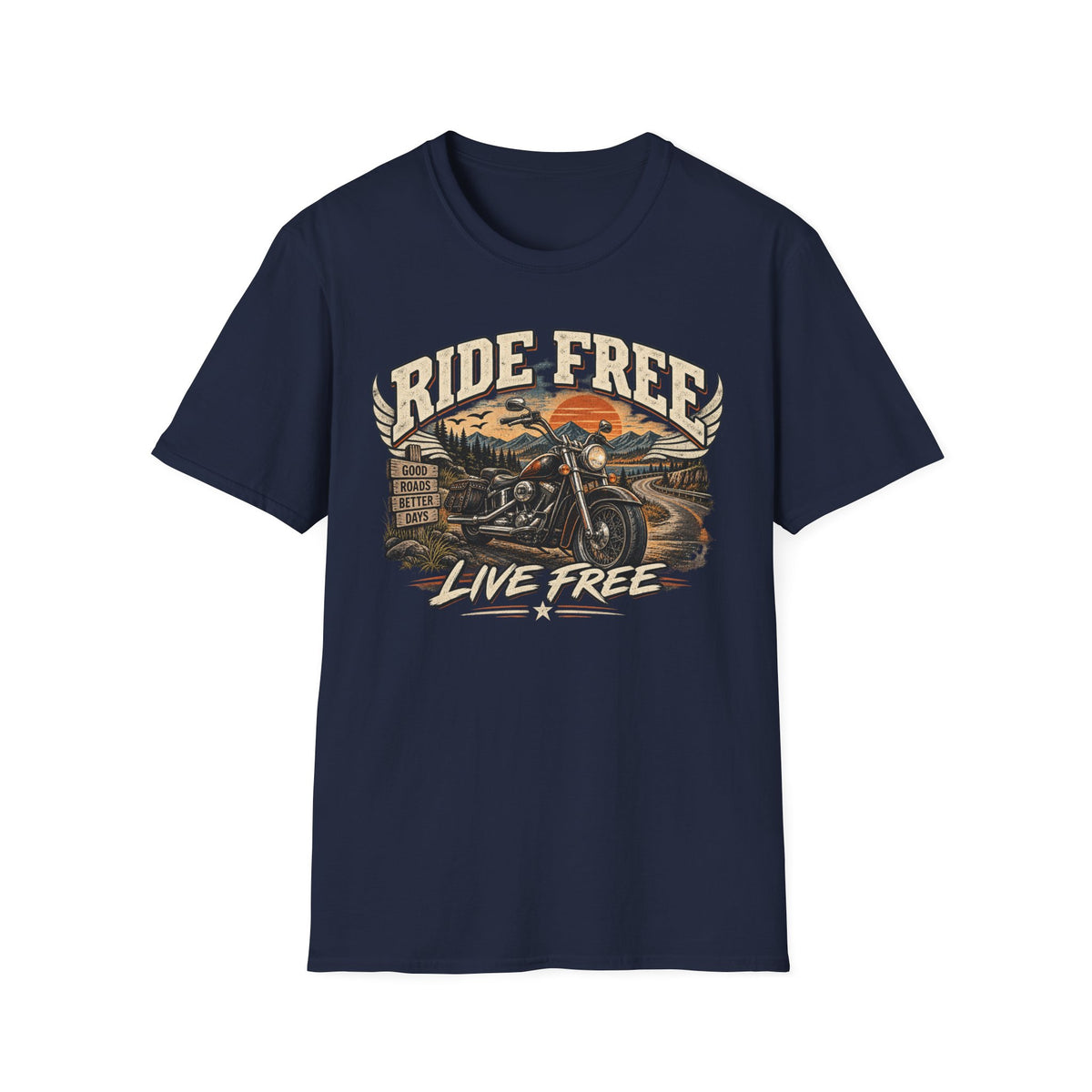 Ride Free, Live Free – Vintage Motorcycle Graphic Tee