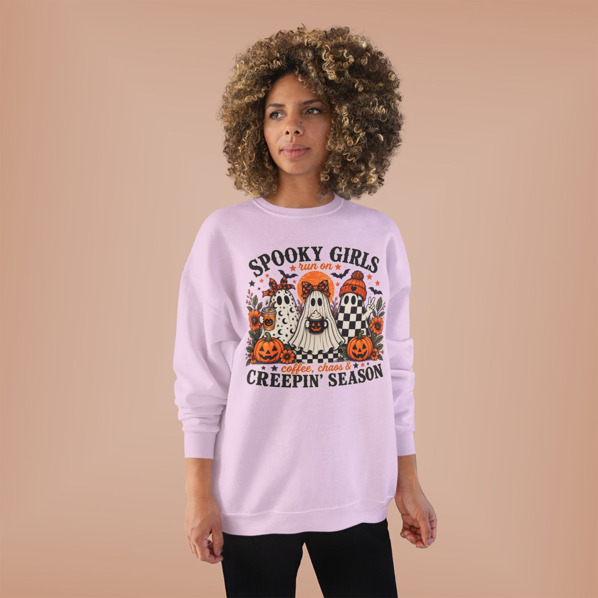 Spooky Girls Coffee & Chaos Halloween Sweatshirt