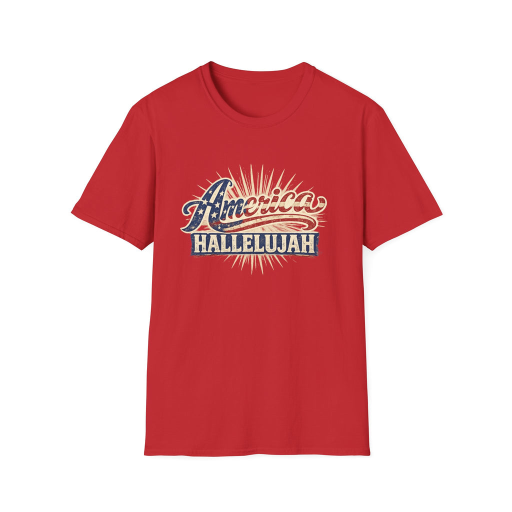 America Hallelujah T-Shirt — Patriotic USA Flag Retro Tee