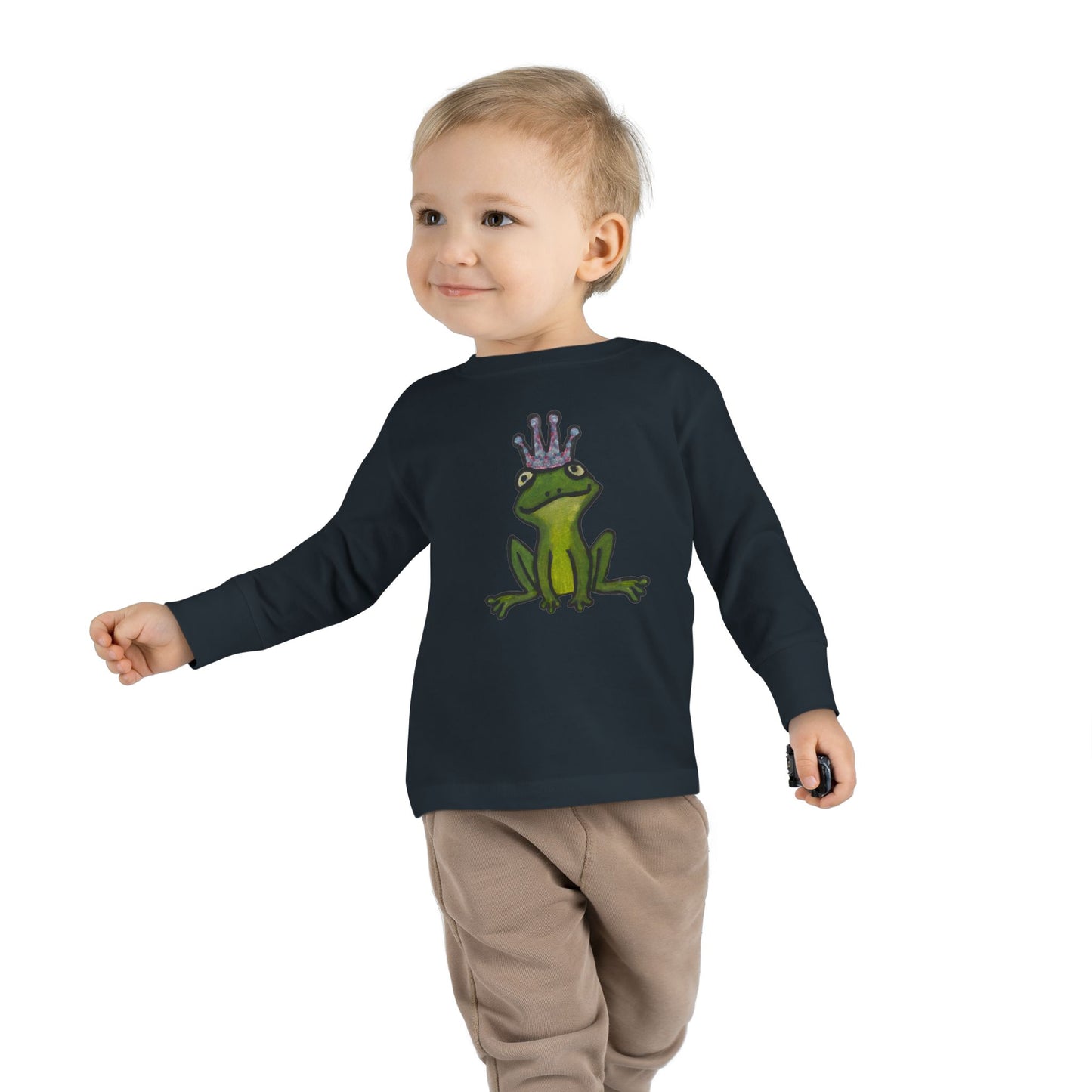 Toddler Long Sleeve Tee - Cute Frog Prince Design