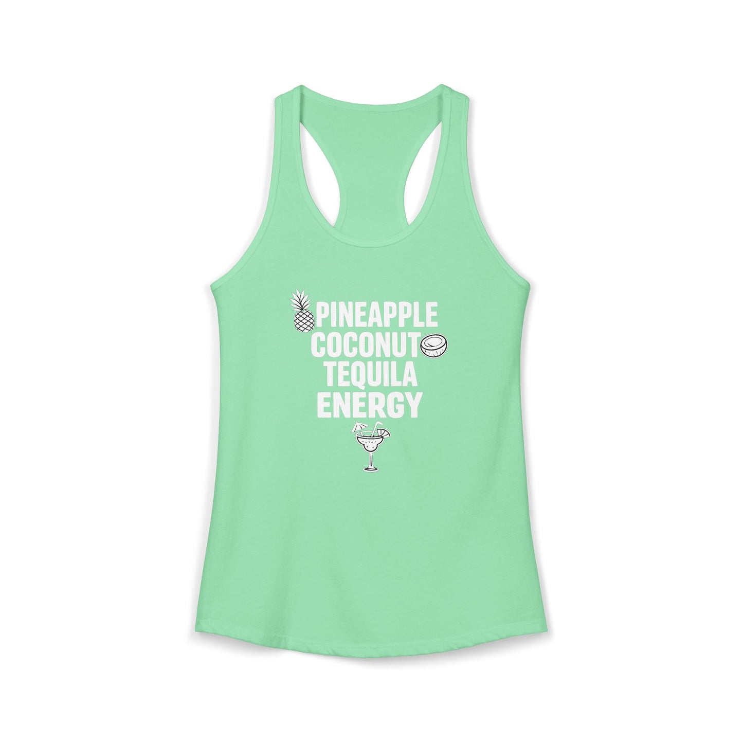 Pineapple Coconut Tequila Energy Racerback Tank — Women's Tropical Party Tank