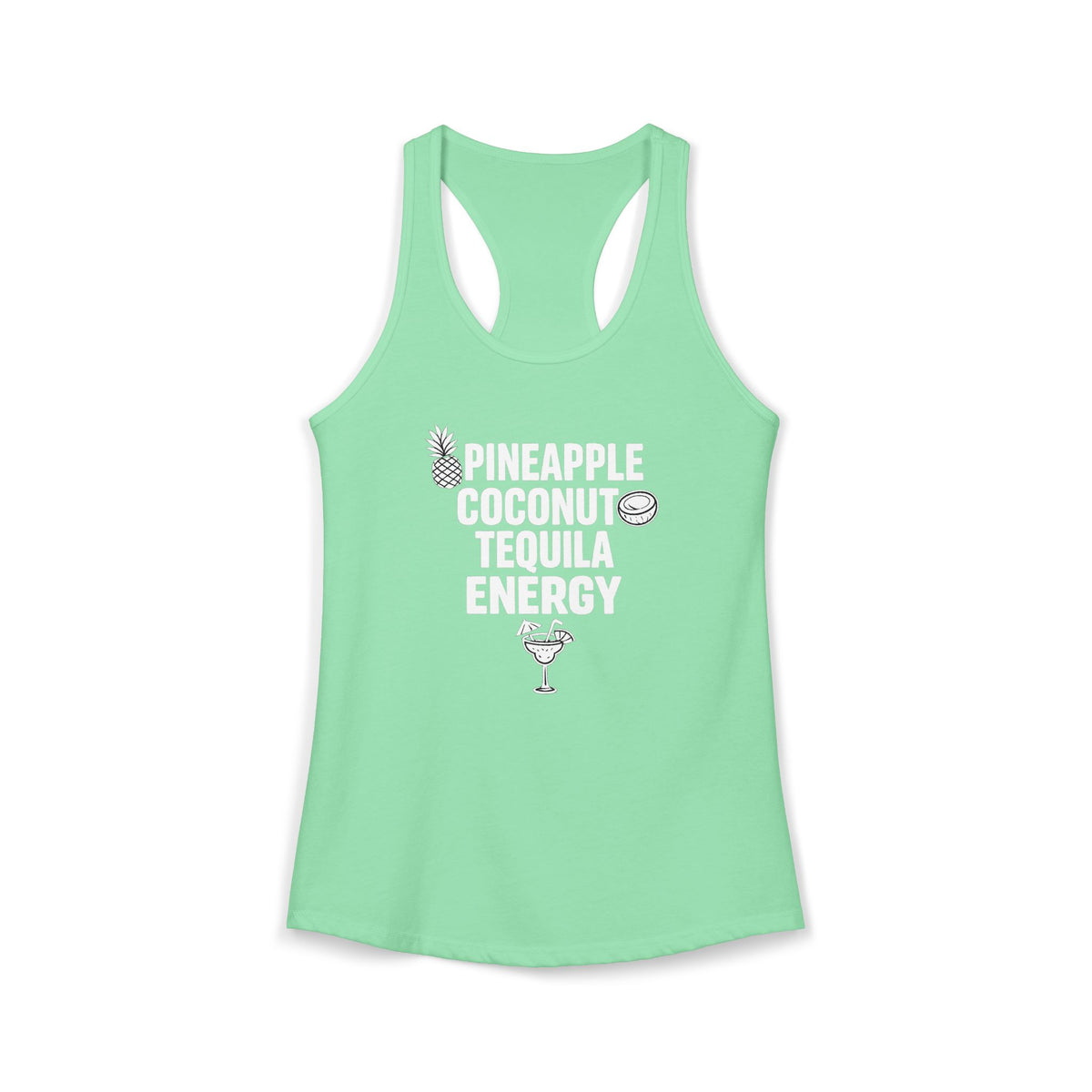 Pineapple Coconut Tequila Energy Racerback Tank — Women's Tropical Party Tank