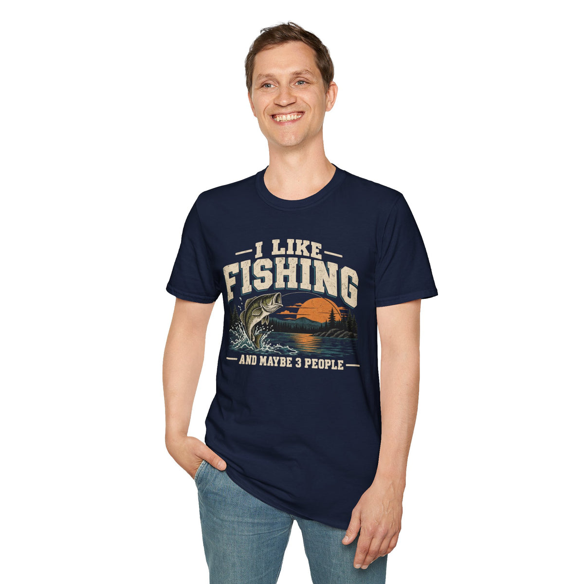 I Like Fishing and Maybe 3 People – Funny Fishing Graphic Tee