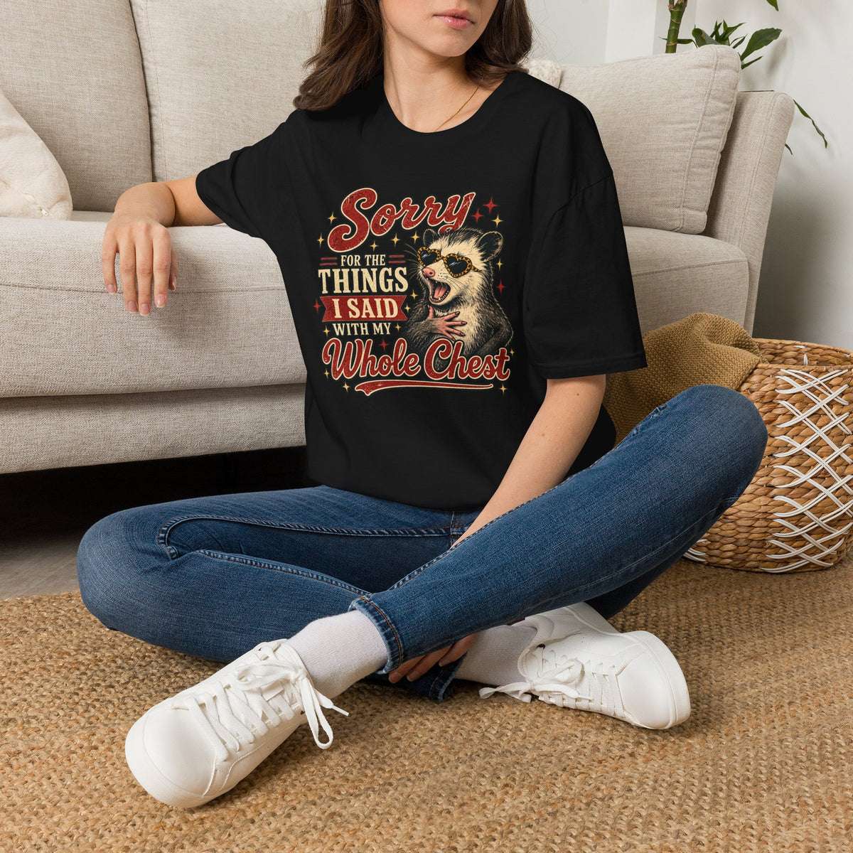 Sorry for the Things I Said With My Whole Chest – Funny Opossum Tee