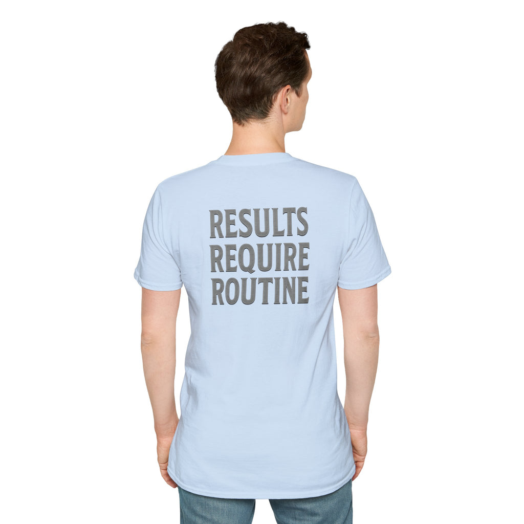 Results Require Routine T-Shirt — Motivational Gym & Fitness Tee