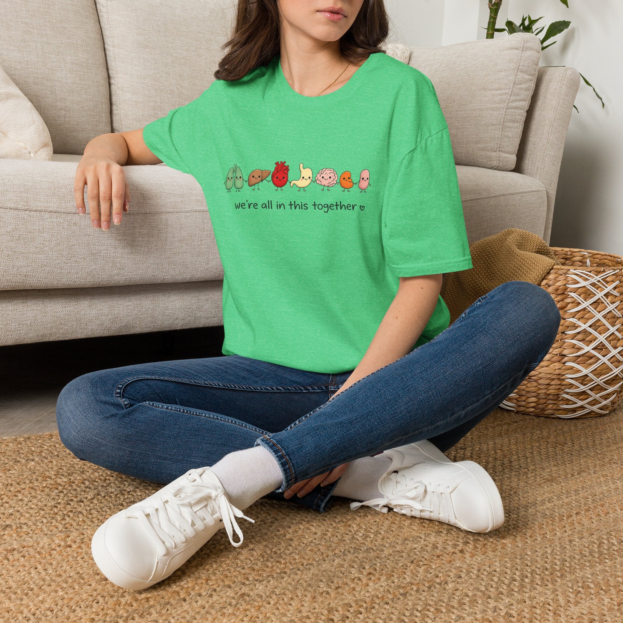We're All in This Together Cute Organ Organs T-Shirt HEATHER COLORS