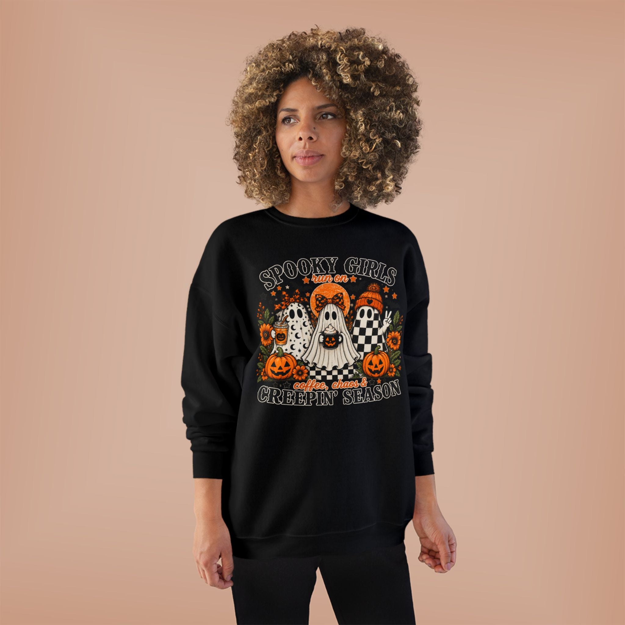 Spooky Girls Coffee & Chaos Halloween Sweatshirt