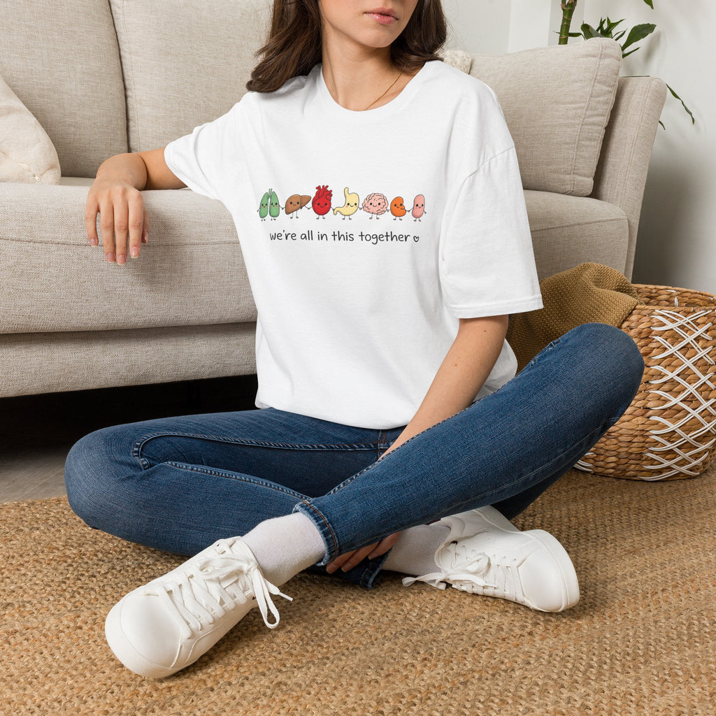 We're All in This Together Cute Organ Organs T-Shirt HEATHER COLORS