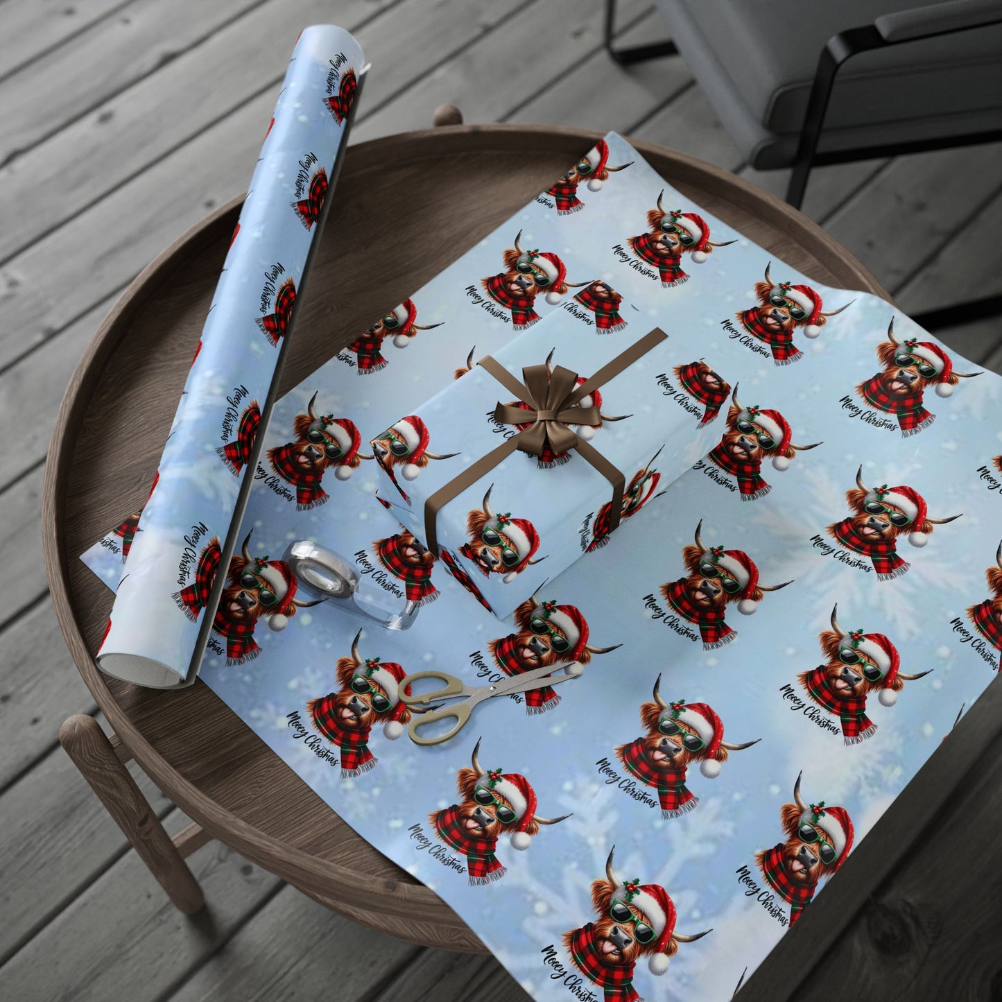 Mooey Christmas Highland Cow Wrapping Paper
