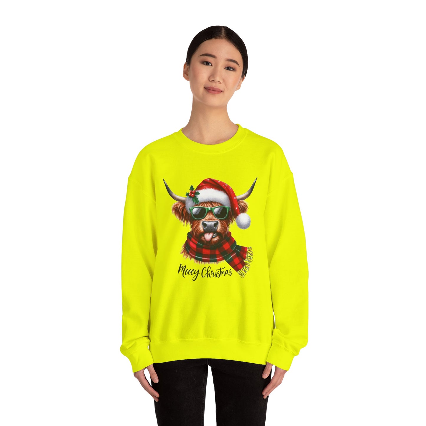 Christmas Highland Cow Sweatshirt – 'Mooey Christmas' Holiday Crewneck