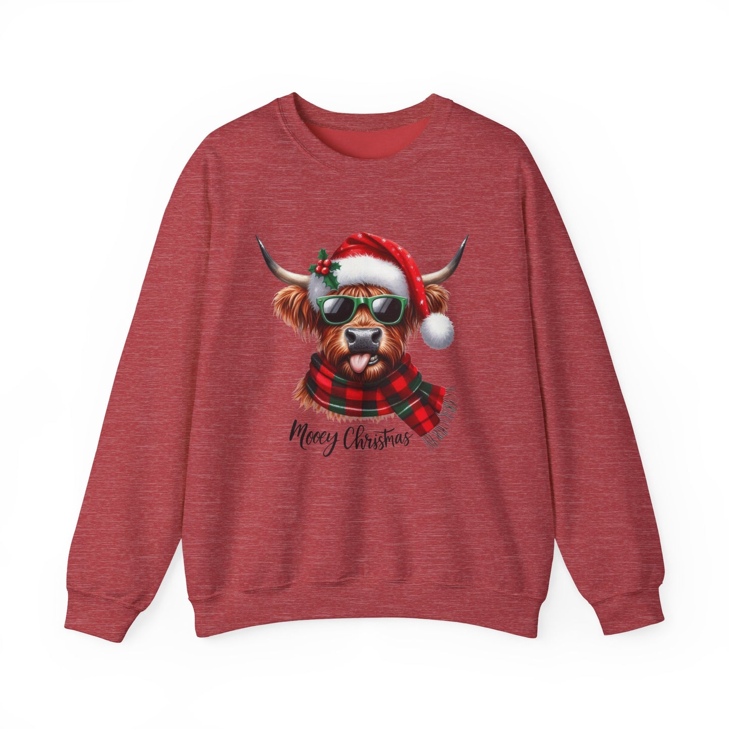 Christmas Highland Cow Sweatshirt – 'Mooey Christmas' Holiday Crewneck