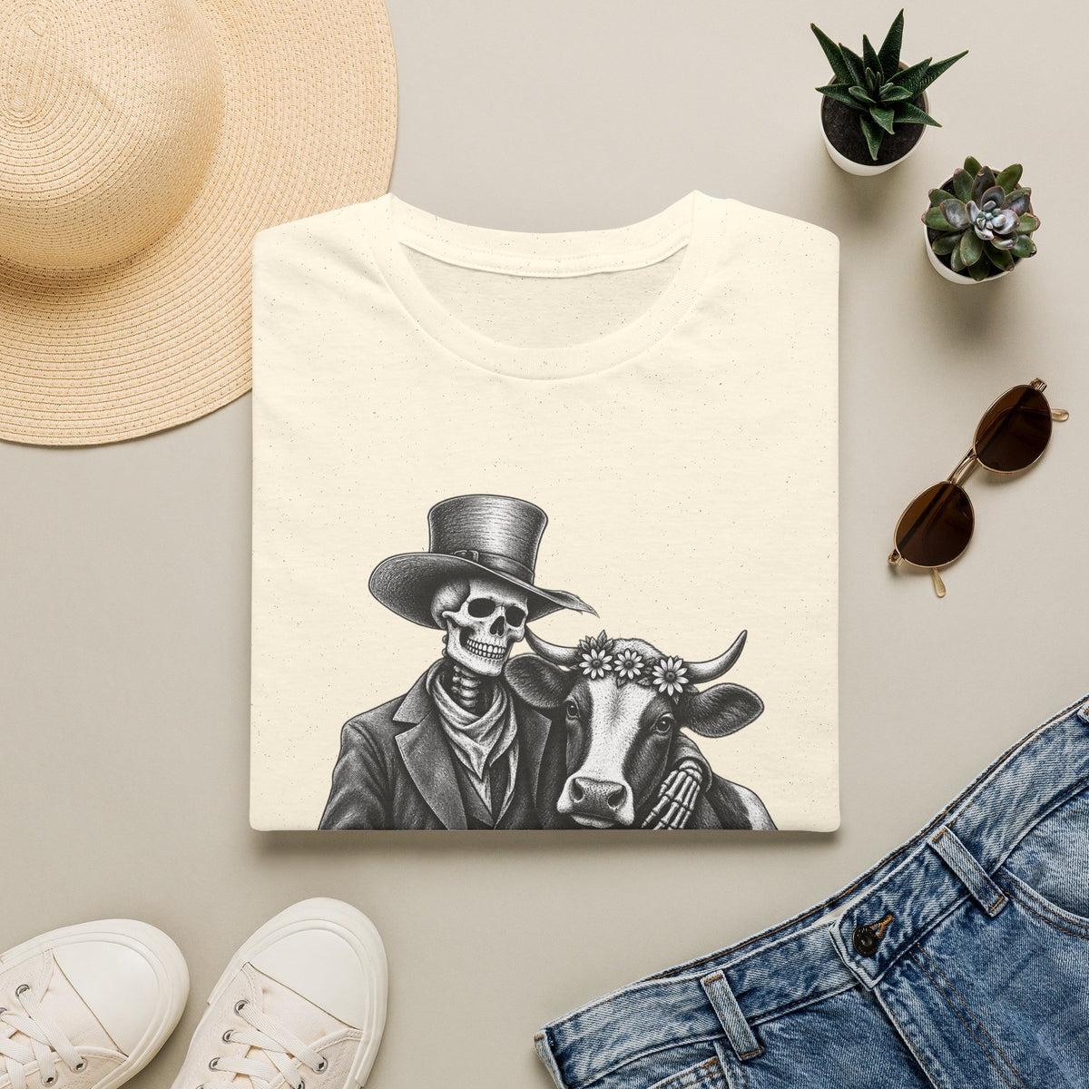 Til Death Do Us Farm – Skeleton & Cow Funny Farm Tee 💀🐄