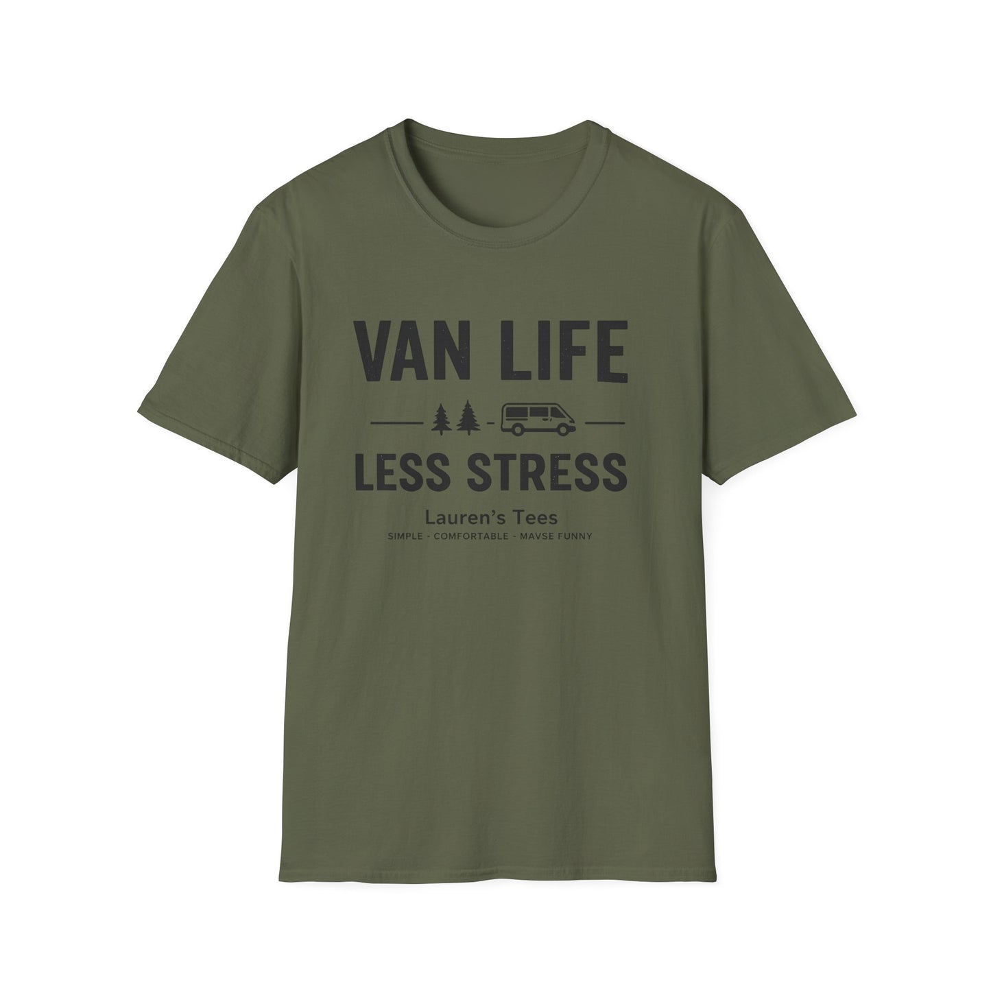 Van Life Less Stress T-Shirt — Minimal Campervan Graphic Tee