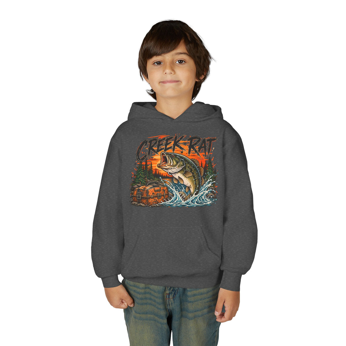 Creek Rat Bass Fishing Kids Hoodie