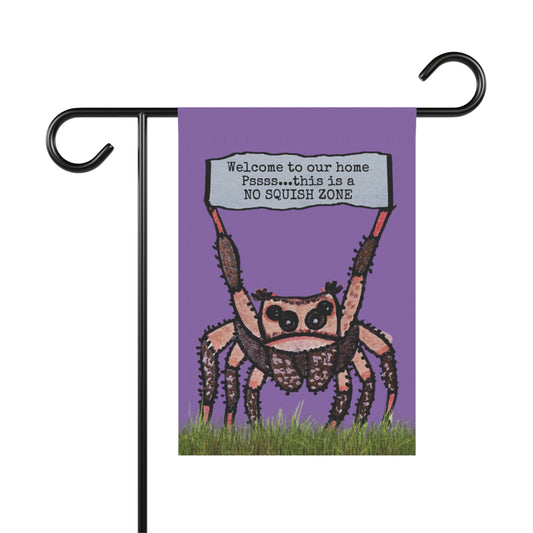 Welcome to our home...No squish zone Purple - Garden & House Banner