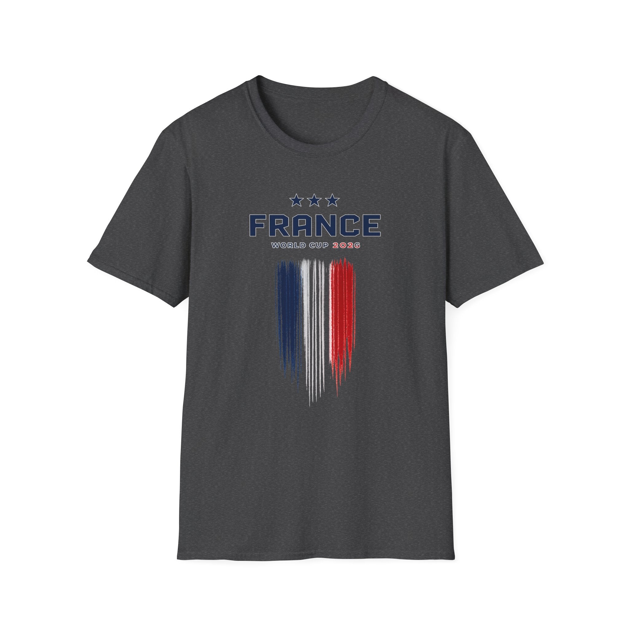France World Cup 2026 T-Shirt — French Flag Brush Stroke Soccer Fan Tee